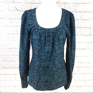 Tulle Peasant Sleeve Button Back Blouse Sz Small